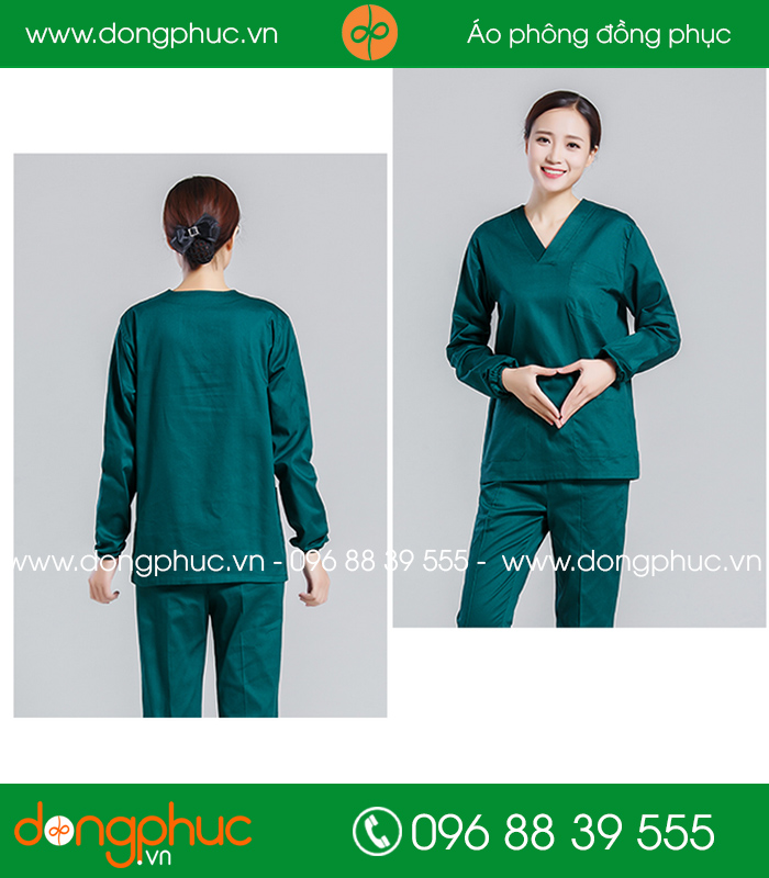 Đồng phục y tá màu xanh rêu